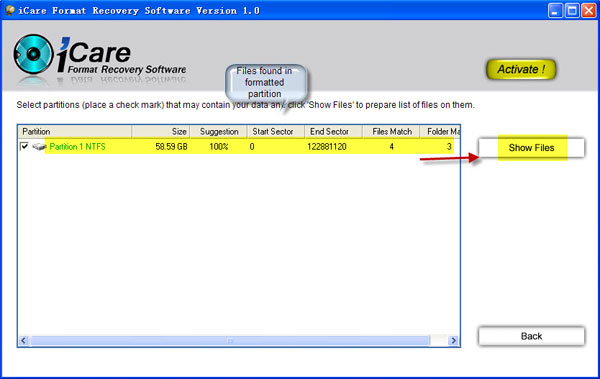 files found in formatted partition