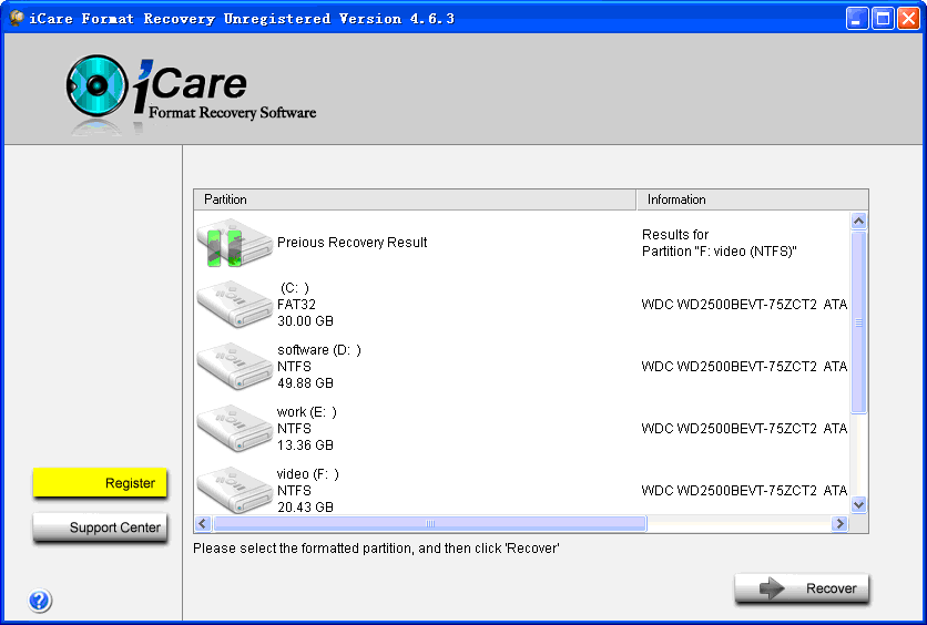 iCare Format Recovery software